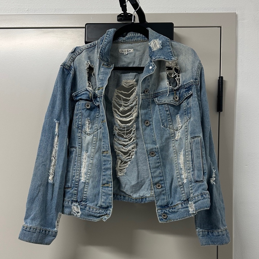 Nasty Gal Ripped Denim Jacket (S)